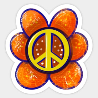 The Peace sign in orange flower hippy retro hippie Grunge Sticker